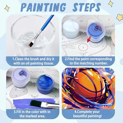 XTCIXAL Paint by Numbers Kit for Kids, Basketball, 8X8 inch - color: 02-Basketball