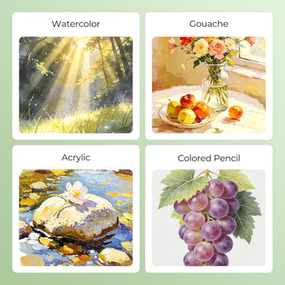 LIGHTWISH Watercolor Paper Block, 9x12 Inch 22 Sheets, 100% Cotton 300gsm/140lb Heavyweight Paper, Cold Press Paper for Wet and Dry Media, Acid-Free Art Paper for Artist & Beginner (23x31cm)