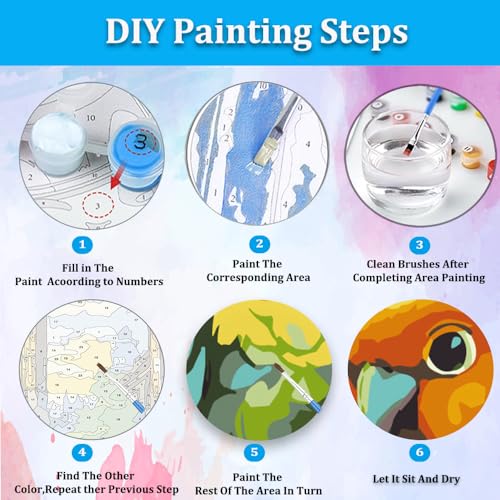 Artunion Framed Paint by Numbers Kit for Adults Beginners & Kids Ages 8-12,Couple Bird Paint by Number with Frame,Birds in Love Animal Paint by Numbers Kit on Canvas 10 * 10 Inch Without Easel - color: ZXT-320-F