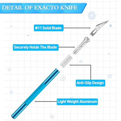 Exacto Knife Set, Craft Knife with 30#11 Blades for Scrapbooking | Hobby knife blades cut paper, stencils and models, Precision knife supports carving, trimming, crafts and detailed artwork - color: Purple-gold-blue