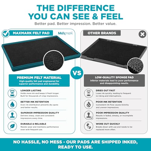MaxMark Extra Large Blue Ink Stamp Pad - 8.25" x 11.5" - Industrial Felt Pad - Blue Color - color: Blue, size: 8.25" x 11.5"