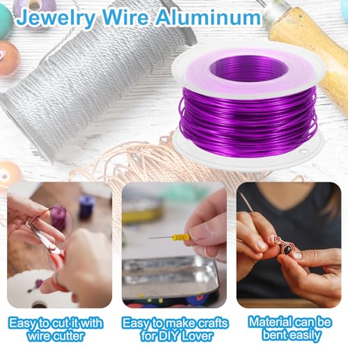 PATIKIL 18 Gauge 1mm Aluminum Craft Wire, 98.4Ft Metal Wire Armature Bendable Wire for Jewelry Making Metal Wrap DIY, Purple - color: Purple, size: 1 mm x 30 m