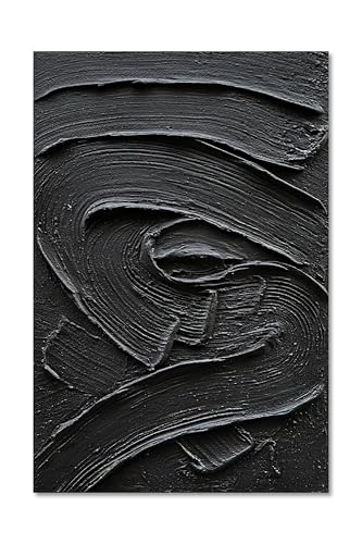NANKAI Art Hand Painted Black Texture Abstract Oil Painting Contemporary Minimalist Art Home Wall Decoration Painting 36x24 inches - color: Nkhb311