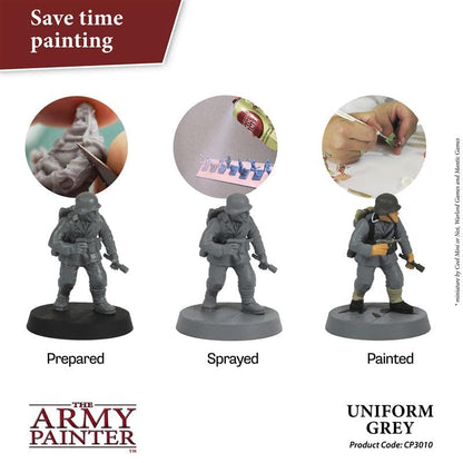 The Army Painter, Colour Primer Uniform Grey, 400 ml acrylic spray | Spray Paint Basecoat for Miniature Model Undercoat Priming, Plastic Wargames, DnD & Warhammer - color: Uniform Grey