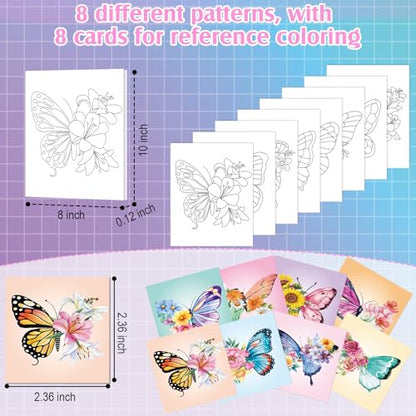 Cholemy 36 Pcs Paint and Sip Kit Gift for Adults 8''x10'',Butterfly | Pre Drawn Canvas, Painting DIY Afro Acrylic Painting Kit, Wood Easel Brushes, Date Night Bulk, Summer Halloween Party - style: Butterfly