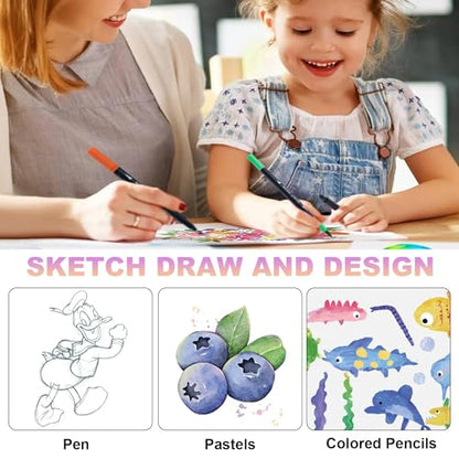 Sketch Book, 8”X11.5” 100 Pages(110gsm), Spiral Bound Artist Sketch Pad, Durable Acid Free Sketchbook for Painting, Sketching or Doodling, Best Gifts for Drawing Boys and Girls, White