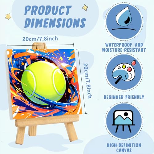 XTCIXAL Paint by Numbers Kit for Kids with Frame, Tennis, 8X8 inch - color: 08-Tennis