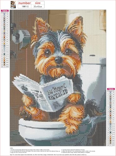 MXJSUA DIY Diamond Painting Kits for Adults, Yorkshire Reading Newspaper Diamond Gem Art Painting for Beginners, Diamond Picture with Full Round Drill Dots Craft Set, 12x16 Inch - color: Animals-08