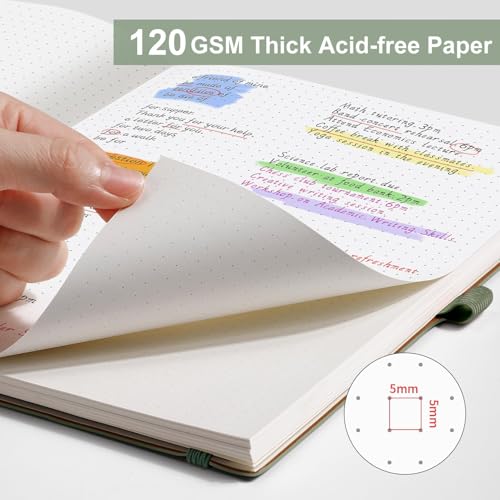 AHGXG Dotted Journal, 120 GSM Paper, 96 Pages, B5 (7.6'' X 10'') - color: Sage Green, style: B5-Dotted-120G