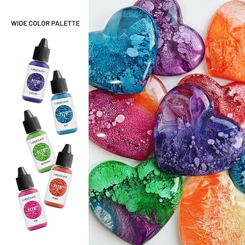 KAMENSKAYA Alcohol Ink for Epoxy Resin Petri Art: Alcohol Ink Set of 13 Mini Petri Inks, 0.17 fl oz (5 ml) Each