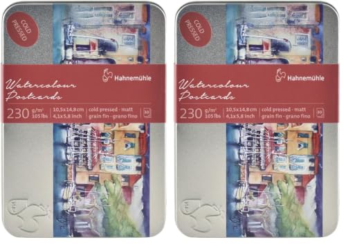 Watercolor Postcard 230gsm Fine Texture Metal Case 10.5x14.8cm 30 fls (Pack of 2) - size: 30 Count (Pack of 2)