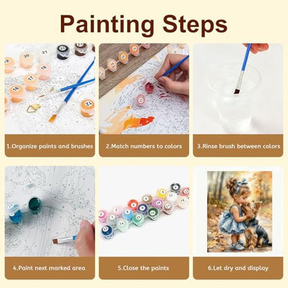 Gemozaic Girl and Dog Paint by Numbers Kit for Adults, 16x20 in, Unframed - color: MT22801