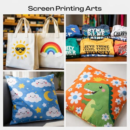 4 Pack Screen Printing Kit for Beginners, Aluminum Frames with 110 & 200 Mesh for T-Shirt Printing, Pre-Stretched Silk Screens for Craft DIY Fabric & Print (20 x 24 Inch, 10 x 14 Inch)