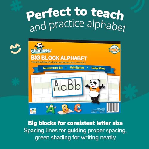 Channie's Big Block Alphabet Blank Worksheets Pre k-1st 80 pages Perfect for Teaching & Practicing Alphabets 8.5" x 11", After School & Homeschool Learning Supplies - style: Big Block Alphabet Blank Worksheets