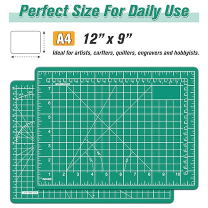 DIYSELF 9in×12in Cutting Mat, A4 Craft Mat for Sewing and Fabric - color: Green, size: 12"L x 9"W