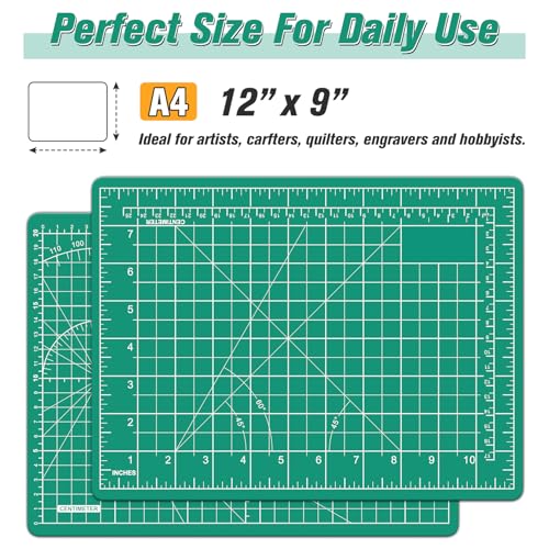 DIYSELF 9in×12in Cutting Mat, A4 Craft Mat for Sewing and Fabric - color: Green, size: 12"L x 9"W
