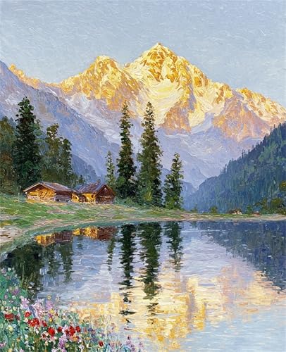 Jiqinsiye Landscape Adults Paint by Number Kits,Valley Painting by Number Kits on Canvas,Large Color by Numbers Adult Watercolor Gifts for Friends Wall Decor - color: valley