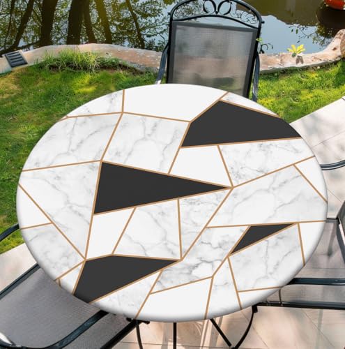 Round Table Cover for Round Tables 36"-70", Fitted Tablecloth with Elastic for Indoor Outdoor Party Holiday, 36inch, Marble Collage - color: A-marble Collage, size: 36" (Round)
