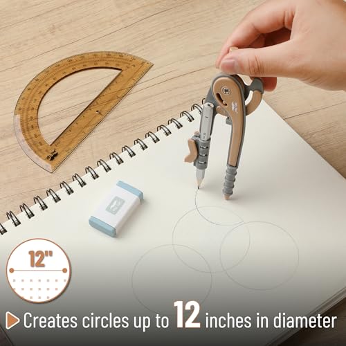Mr. Pen- Geometry Compass and Protractor Set, 6 Inch Compass - color: Dwarf Pony Brown, size: 1 Set