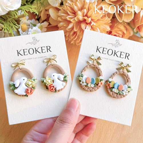 KEOKER Polymer Clay Earring Cutters Easter, 11 Shapes Easter Bunny Clay Cutters for Polymer Clay Jewelry - color: Easter clay cutters B