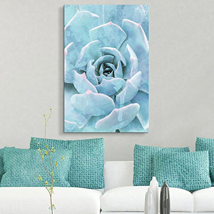wall26 Canvas Wall Art - Closeup of a Blue Succulent Plant - Giclee Print Gallery Wrap Modern Home Art Ready to Hang - 12x18 inches - color: Artwork - 02, size: 18"L x 12"W