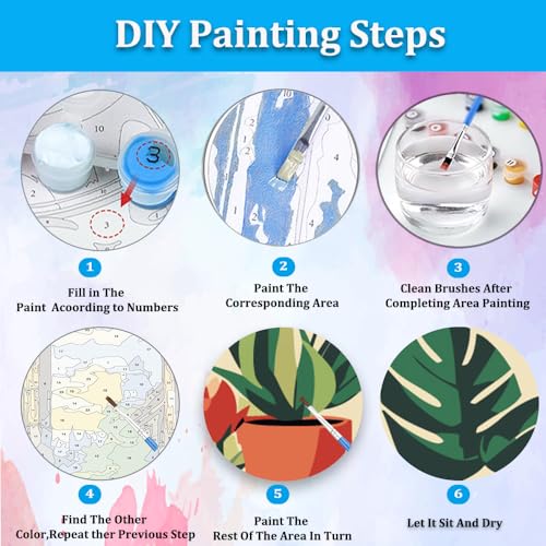 Artunion Framed Paint by Numbers Kit for Adults Beginners & Kids Ages 8-12,Green Plant Paint by Number with Frame,Plant Paint by Numbers Kit on Canvas 10 * 10 Inch Without Easel - color: ZXT-330-F