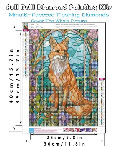 askkqtx Animal Fox Diamond Art Kits for Adults 12x16 Inch - color: G9333