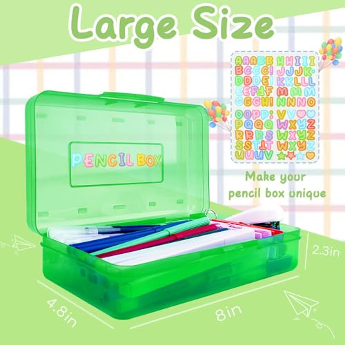 Green Large Plastic Pencil Organizer - Crayon Box, Hard Case, Blue 2 Pack - color: Blue Green