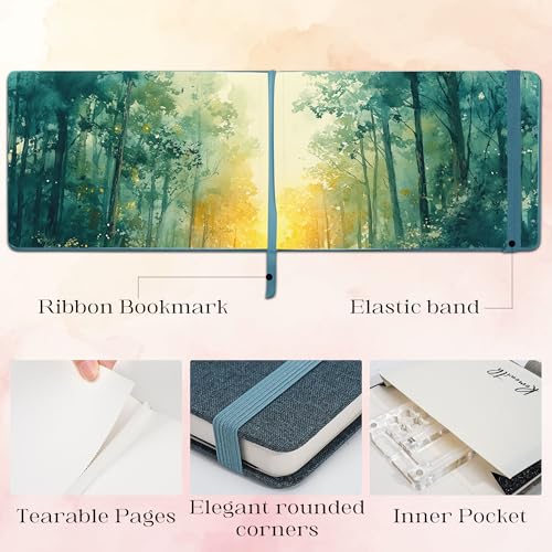 Watercolor Journal Sketchbook 2 Pack 5.5x8.2 Navy Blue | Cotton paper, 24 Sheets each, 140 LB 300 GSM, Linen cover, Tap Water Pen - color: Navy Blue, size: 5.5x 8.2 Inch 2 Pack