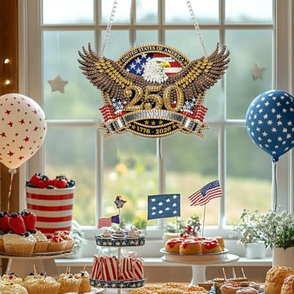 ARPADAMO Hanging Ornament Diamond Art Kits for Adults Eagle 7.2x4.6in | 5D Patriotic DIY Special Shaped Crystal 4th of July Independence Day Diamond Painting Kit,Window Hanging Gift for Home Garden - color: DP03976