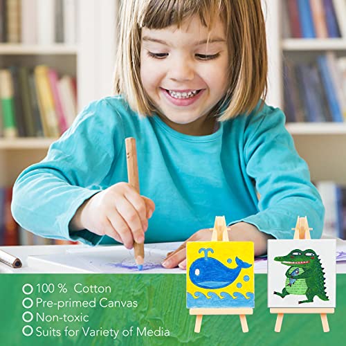 ESRICH Mini Stretched Canvas 10 Pack 5x5inch, 2/5''Profile Art Primed Canvases for Painting, Cotton Small Professional Stretched Canvas for Kids and Art Supplies, for Acrylics, Oils. - style: 10 Packs Stretched Canvas - 5*5in