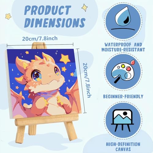 XTCIXAL Paint by Numbers Kit for Kids with Frame, Dragon, 8X8 inch - color: 11-Dragon