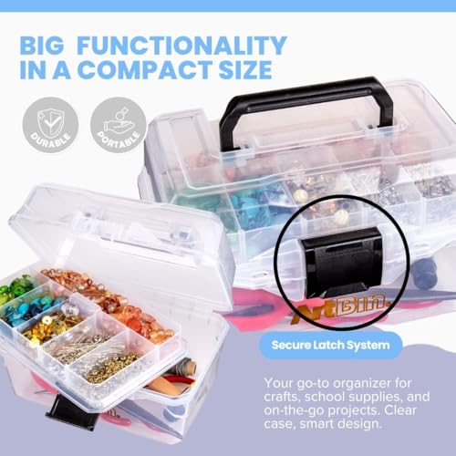 ArtBin 6890AG Small Project Box, Portable Art & Craft Organizer with Lift-Out Tray, [1] Plastic Storage Case, Clear | Lift-Out Tray, 9 x 5.75 x 5.5 Inches, Carry Handle, Secure Latches, Portable Craft Storage, Clear - size: Small