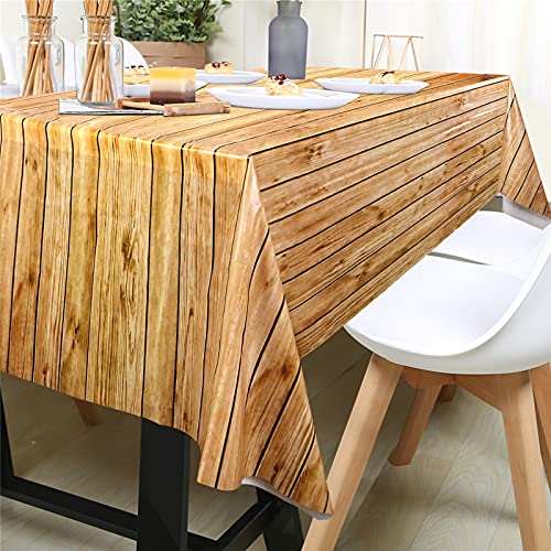 PHOGARY 3PCS Wood Grain Tablecover Wood Print Tablecloth, Rectangular Table Covers for Rustic Wedding Baby Shower Dcoration, Disposable Plastic Rectangular Table Cloth