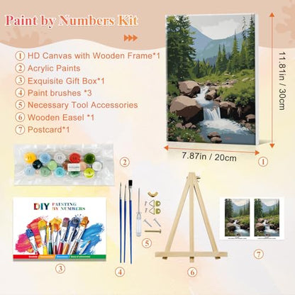 JOOZ Paint by Numbers Kit for Adults with Frame Landscape, 8x12 Inch - color: Landscape 084
