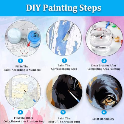 Artunion Framed Paint by Numbers Kit for Adults Beginners & Kids Ages 8-12, Labrador Retriever Dog Paint by Number with Frame, Black Lab Dog Paint by Numbers Kit on Canvas 10 * 10 Inch Without Easel - color: ZXT-235-F