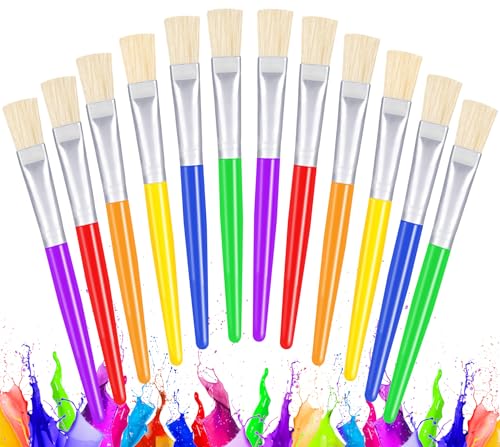 Joyooss Paint Brushes for Kids, 12 Pcs Flat Large Kids Paint Brushes Set - size: 12 Pcs Flat