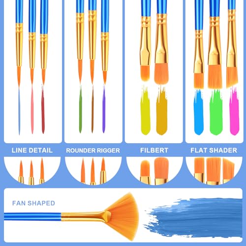 ESRICH Paint Brushes, 40Pack 480pcs Paint Brush for Acrylic Painting - size: 480p