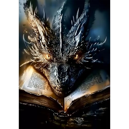 SENQAO Diamond Art Kits for Adults, Dragon Diamond Painting Kits for Beginner Book Round 5D Full Drill Diamond Dots Crafts for Home Wall Decor Gifts 12x16 inch - color: dragon - 02