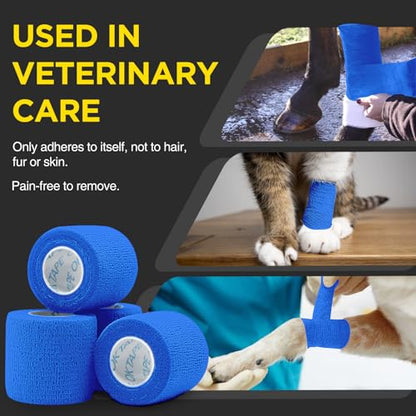 OK TAPE 12 Rolls Self Adhesive Bandage Wrap, Cohesive Elastic Athletic Tape - color: Blue, size: 2 Inch