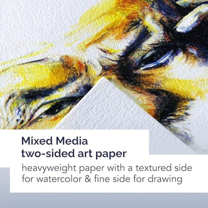 Canson Mixed Media Art Book, 8.3x11.7 inches, 56 Sheets, Blue Cloth Hardcover, Side Wire - Professional Artist Notebook for Painting, Sketching, Drawing - size: 8.3x11.7 inches