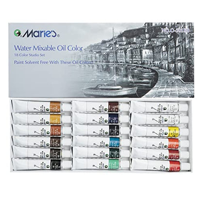 Marie's Water-Mixable Oil Color Set of 18, 12ml Tubes Solvent-Free - 6 Pack - size: 43.82 Fl Oz (Pack of 1)