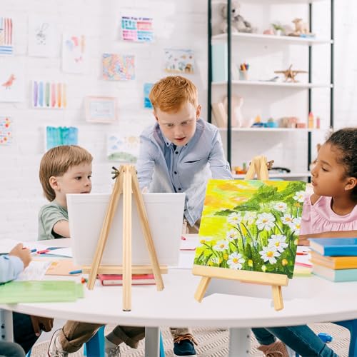ESRICH 11.8in Wood Easels, Tabletop Painting Display Easels | Painting Party Easel, Kids Student Tabletop Easels for Painting, Portable Canvas Photo Picture Sign Holder（4 Pack ） - style: 11.8''-4PK