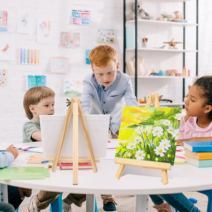 ESRICH 11.8in Wood Easels, Tabletop Painting Display Easels | Painting Party Easel, Kids Student Tabletop Easels for Painting, Portable Canvas Photo Picture Sign Holder（4 Pack ） - style: 11.8''-4PK