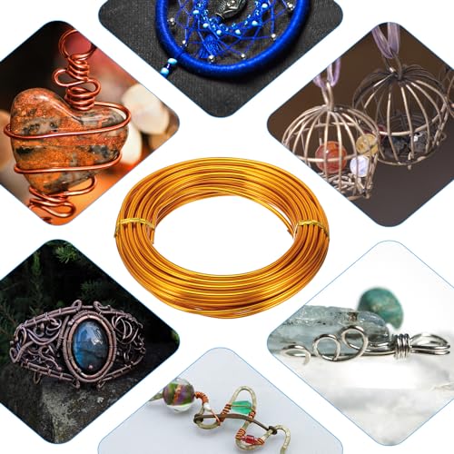 PATIKIL 32.8ft Aluminum Wire, 1pcs Jewelry Wire Aluminum Craft Wire 3mm 9 Gauge Wire Metal for Jewelry Making Beading Crafting Pendants Art, Gold - color: Gold, size: 3mm