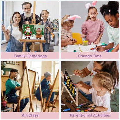 Anseal 12 Packs Christmas Pre Drawn Canvas to Paint, 5" X 7" Pre Printed Canvas for Kids, Pre Stretched Canvas Outline Painting Boards for Beginners, Students, Party Favor - color: Christmas