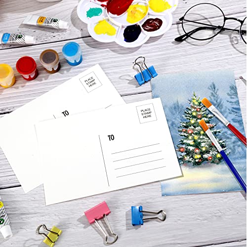 Sabary 100 Pcs Watercolor Postcards, 4 x 6 Inch Watercolor Paper Postcards Blank 140lb/300gsm White Cardstock Notecards for Paint, Artwork, DIY, Mailing, Invitations, Greeting Cards(Right Angle) - style: Right Angle