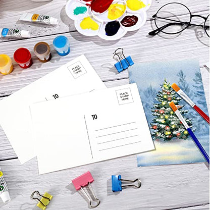 Sabary 100 Pcs Watercolor Postcards, 4 x 6 Inch Watercolor Paper Postcards Blank 140lb/300gsm White Cardstock Notecards for Paint, Artwork, DIY, Mailing, Invitations, Greeting Cards(Right Angle) - style: Right Angle