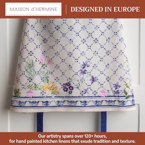 Maison d' Hermine Aprons for women with Pocket 100% Cotton (27.50"x31.50") | Adjustable Neck Strap & long ties Apron Men Chef Wedding Cooking Gardening Server Maid - color: 037 - Faience