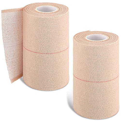 Nuanchu 2 Rolls Adhesive Elastic Tape Bandage Wrap,3 Inch Wide, Apricot | Flexible Stretch Bandage Tape for Sports Ankle Knee Wrist, Vet Wrap for Horses Pets Dogs, Self Adhesive - color: Beige, size: 3 Inch Wide